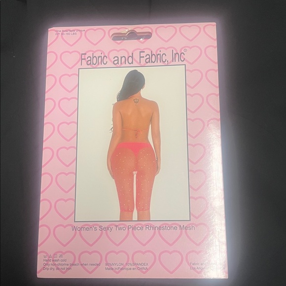 Pink Rhinestone Mesh Bra Set - Picture 2 of 3